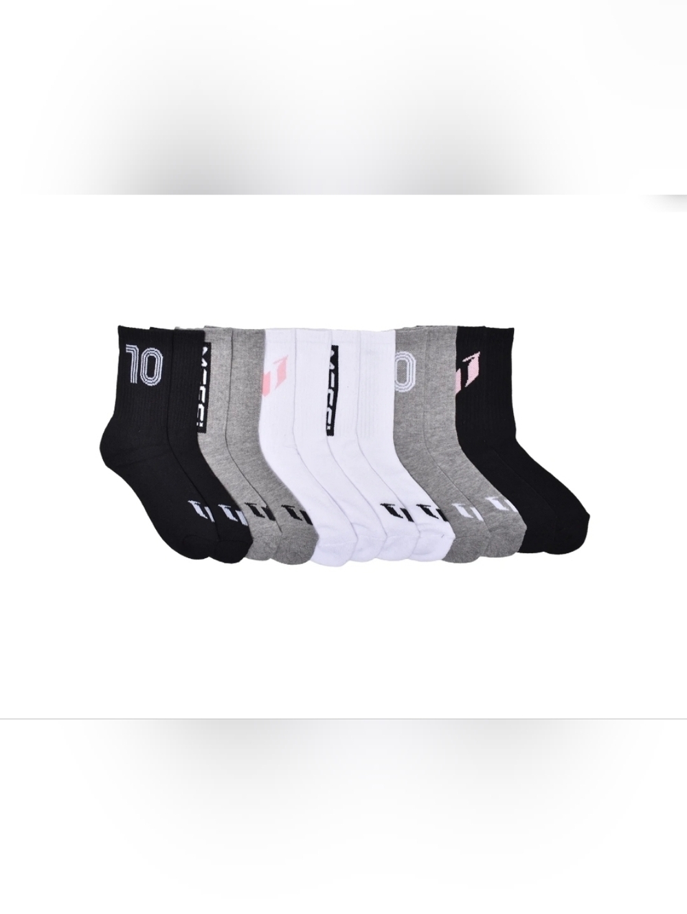 Kids Cushioned Cotton Crew Socks - Black & White (6 Pack)    12